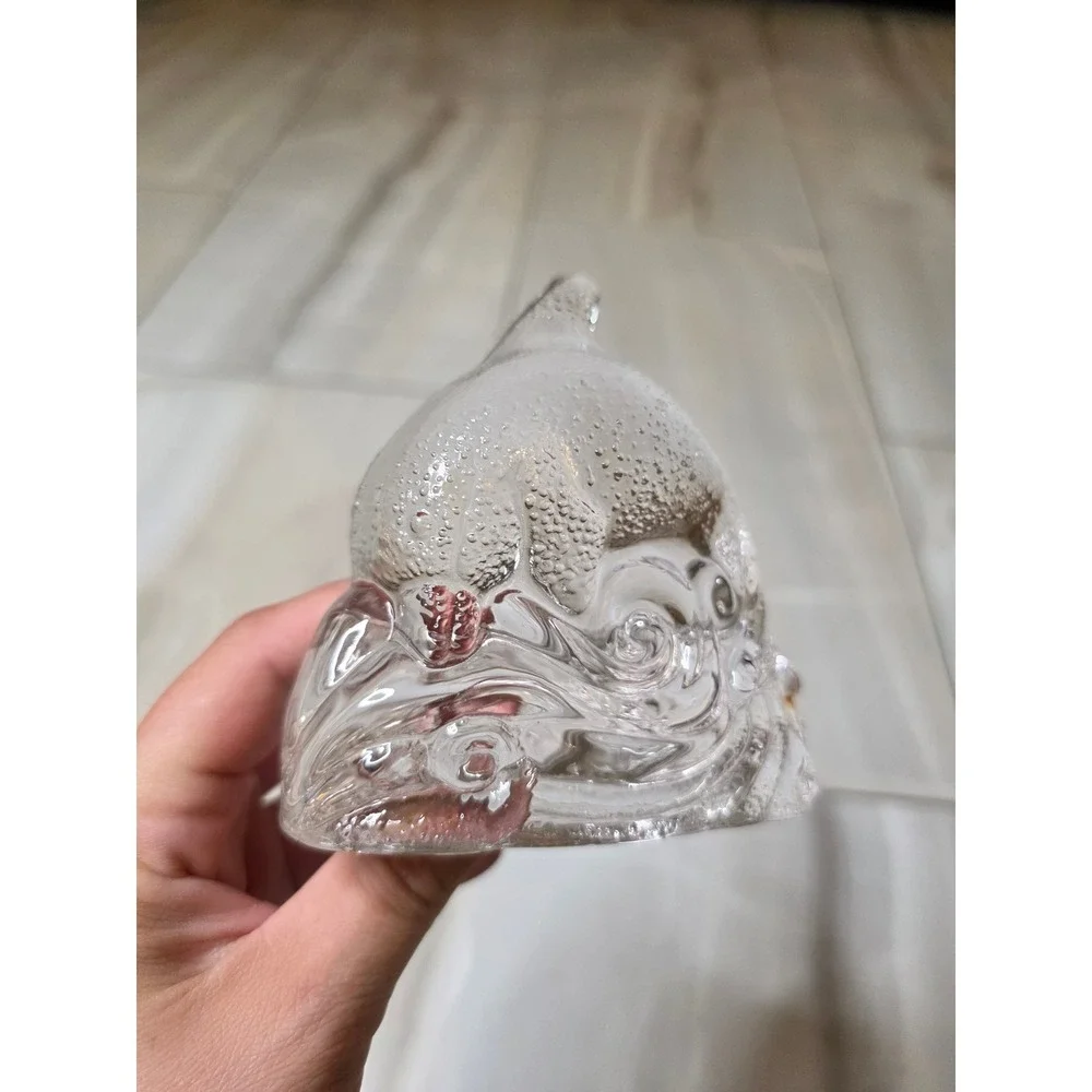 Clear Art Glass Dolphin Wave Votive Candle Holder Nautical Figurine 4.5‎ inch E1